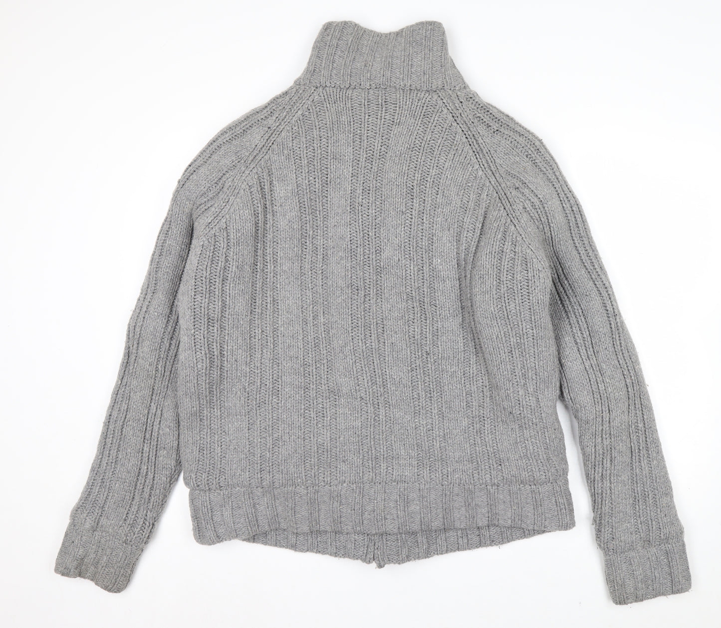 Schott Men’s Grey Chunky-Knit High Neck Cardigan XL