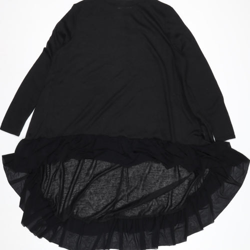 Bella and Blue Women's Black Long Sleeve Ruffle Hem Shift Dress Size S