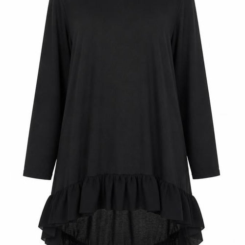 Bella and Blue Women's Black Long Sleeve Ruffle Hem Shift Dress Size S