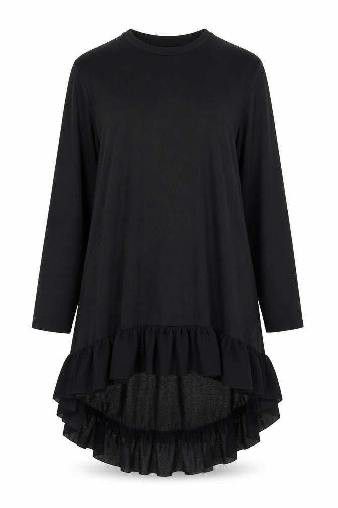 Bella and Blue Women's Black Long Sleeve Ruffle Hem Shift Dress Size S
