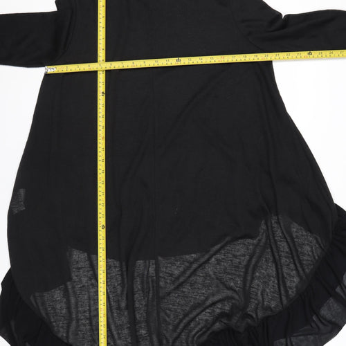 Bella and Blue Women's Black Long Sleeve Ruffle Hem Shift Dress Size S