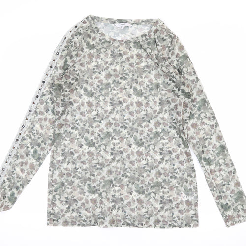 Next Women’s Multicoloured Floral Long Sleeve Mesh Blouse Size 12