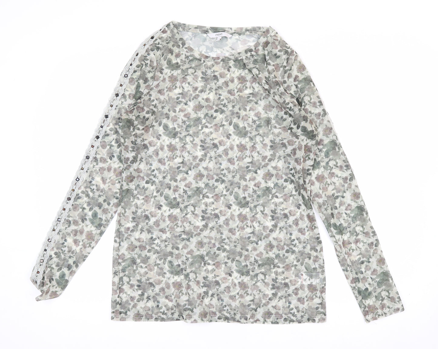 Next Women’s Multicoloured Floral Long Sleeve Mesh Blouse Size 12