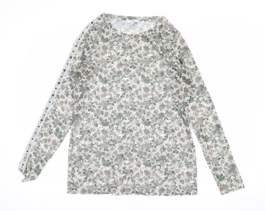 Next Women’s Multicoloured Floral Long Sleeve Mesh Blouse Size 12