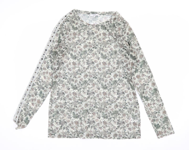 Next Women’s Multicoloured Floral Long Sleeve Mesh Blouse Size 12