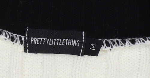 PrettyLittleThing Womens Ivory V-Neck Cable Knit Jumper Size M