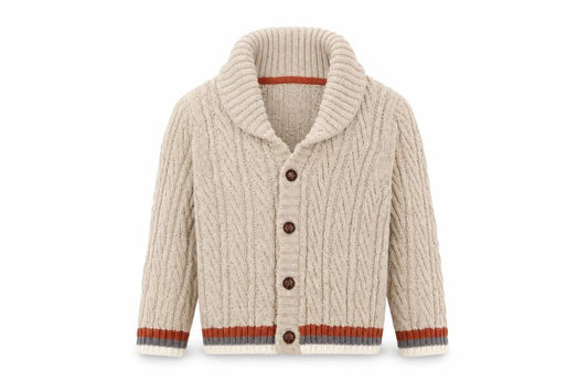 E of M Boys Beige Cable-Knit Cotton Cardigan 3-4 Years