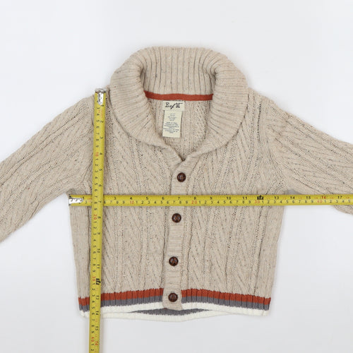E of M Boys Beige Cable-Knit Cotton Cardigan 3-4 Years