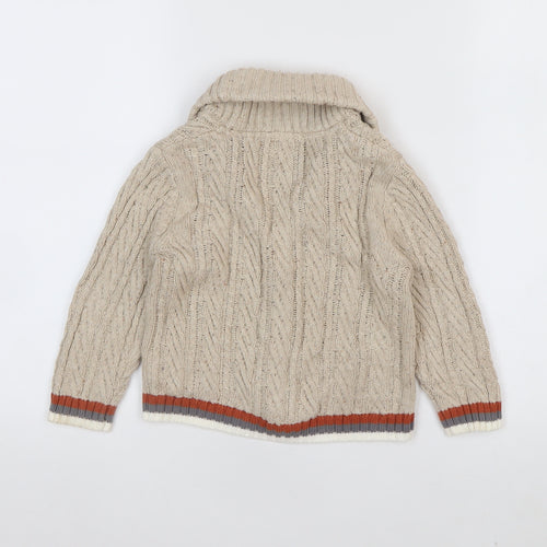 E of M Boys Beige Cable-Knit Cotton Cardigan 3-4 Years