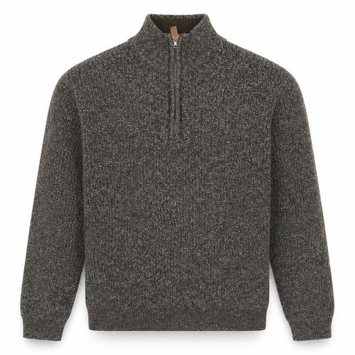 George Men's Brown Cotton Blend High Neck 1/4 Zip Jumper Size M