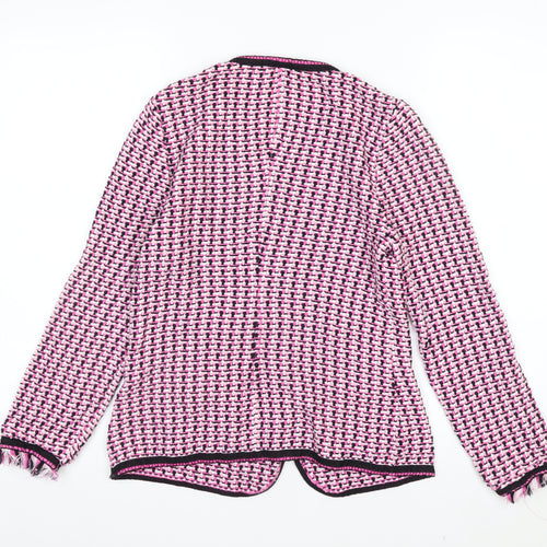 Basler Women's Pink Knit Cardigan Size 10 Classic Fringe Trim