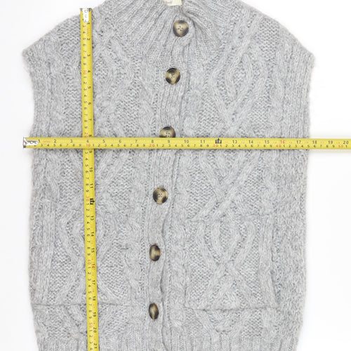 White Stuff Womens Grey Chunky Knit Sleeveless Cardigan UK 8