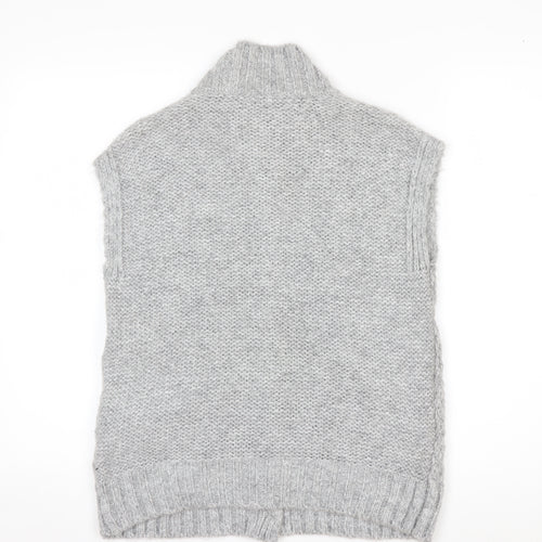 White Stuff Womens Grey Chunky Knit Sleeveless Cardigan UK 8