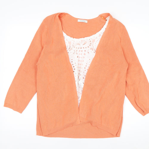 Marks and Spencer Women Orange Lace Front Cardigan Size 16