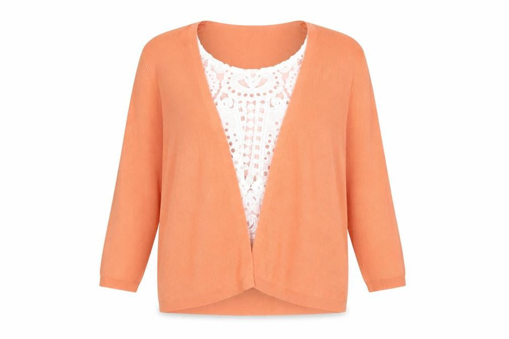 Front view of Marks & Spencer Women Orange Lace Front Cardigan, size 16