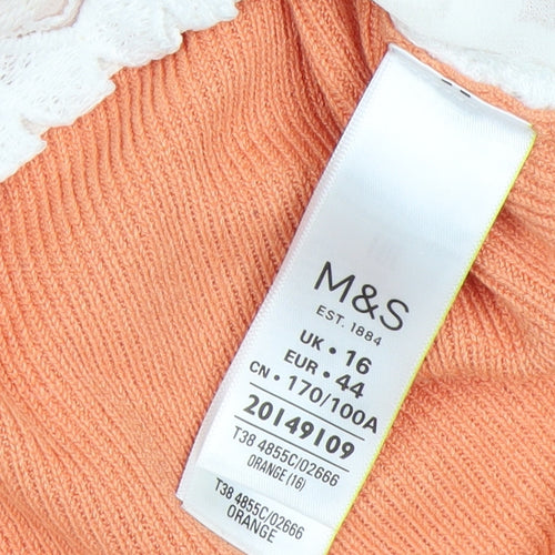 Marks and Spencer Women Orange Lace Front Cardigan Size 16