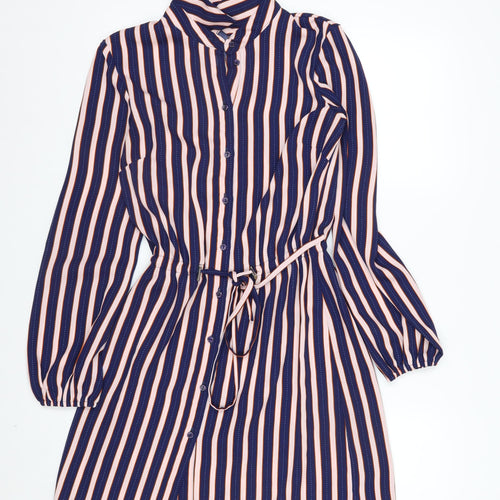 Miss Selfridge Women’s Multicoloured Striped Shirt Dress Size 8