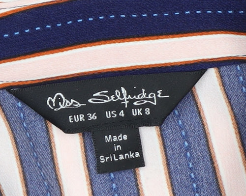 Miss Selfridge Women’s Multicoloured Striped Shirt Dress Size 8