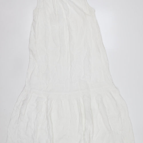 Marks and Spencer Women's Ivory Cotton Sleeveless A-Line Midi Dress Size 12