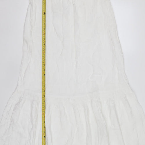 Marks and Spencer Women's Ivory Cotton Sleeveless A-Line Midi Dress Size 12