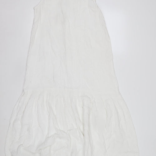 Marks and Spencer Women's Ivory Cotton Sleeveless A-Line Midi Dress Size 12