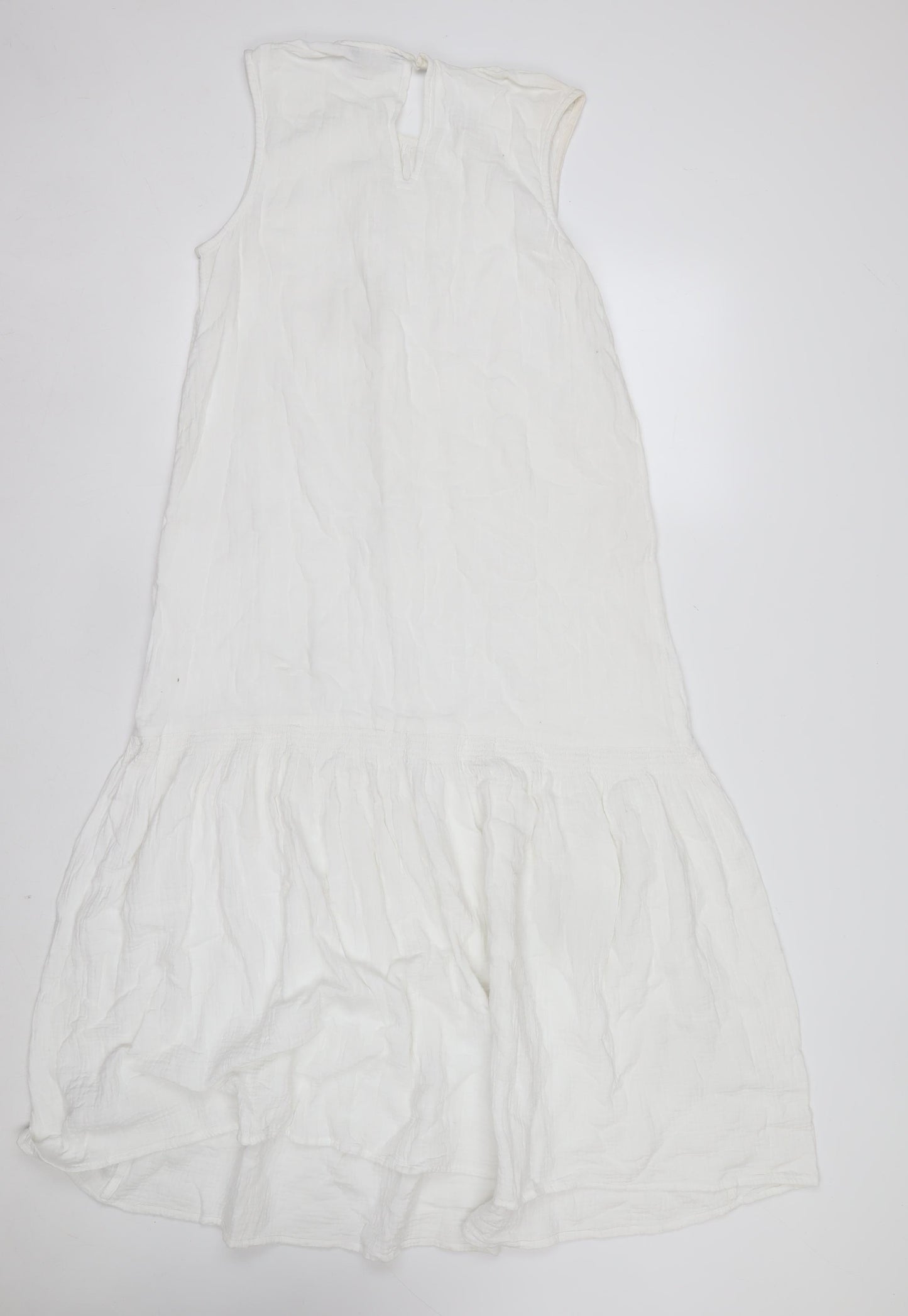 Marks and Spencer Women's Ivory Cotton Sleeveless A-Line Midi Dress Size 12