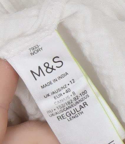 Marks and Spencer Women's Ivory Cotton Sleeveless A-Line Midi Dress Size 12
