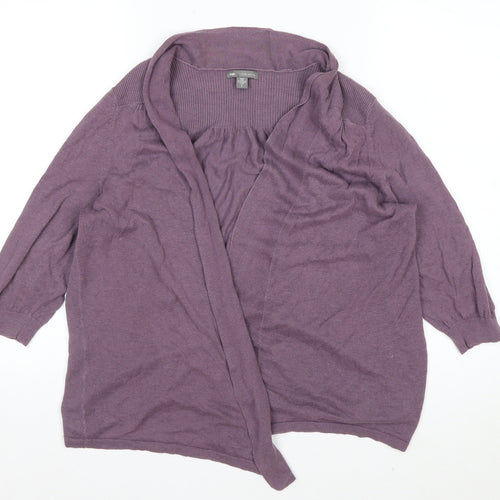 GAP Women Purple Open Cardigan L Linen Cotton Blend Lightweight