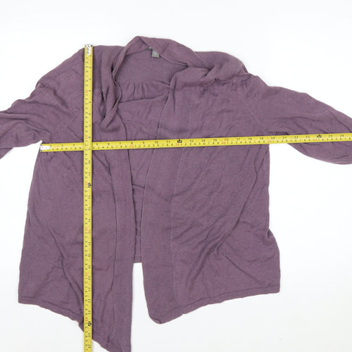 GAP Women Purple Open Cardigan L Linen Cotton Blend Lightweight