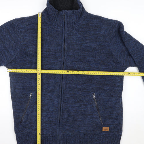 Blend Men's Blue Full Zip Heavy Knit Jumper XL