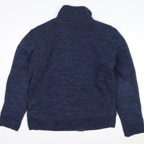 Blend Men's Blue Full Zip Heavy Knit Jumper XL