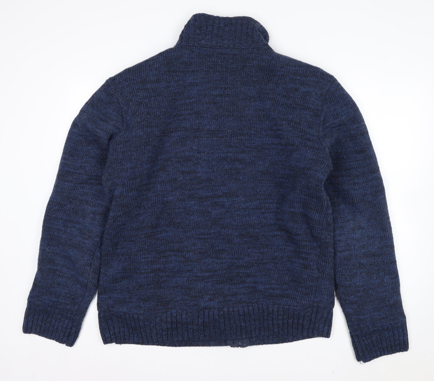 Blend Men's Blue Full Zip Heavy Knit Jumper XL