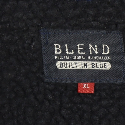 Blend Men's Blue Full Zip Heavy Knit Jumper XL