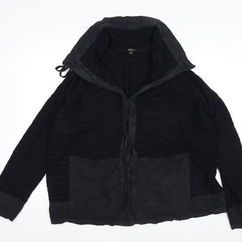 Horsan Women Black 2XL Hooded Cardigan Cotton Linen Blend