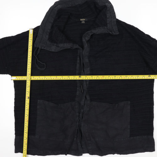 Horsan Women Black 2XL Hooded Cardigan Cotton Linen Blend