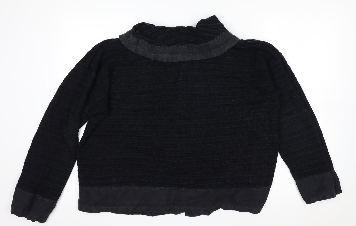 Horsan Women Black 2XL Hooded Cardigan Cotton Linen Blend
