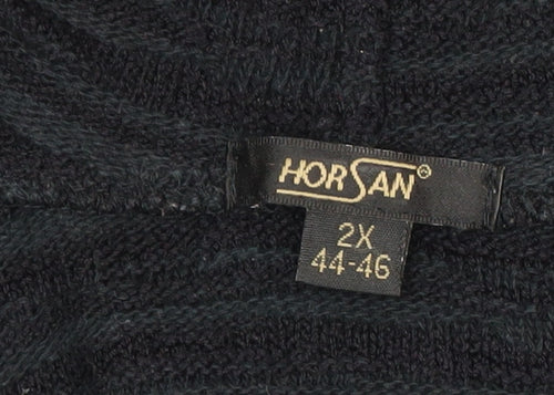 Horsan Women Black 2XL Hooded Cardigan Cotton Linen Blend