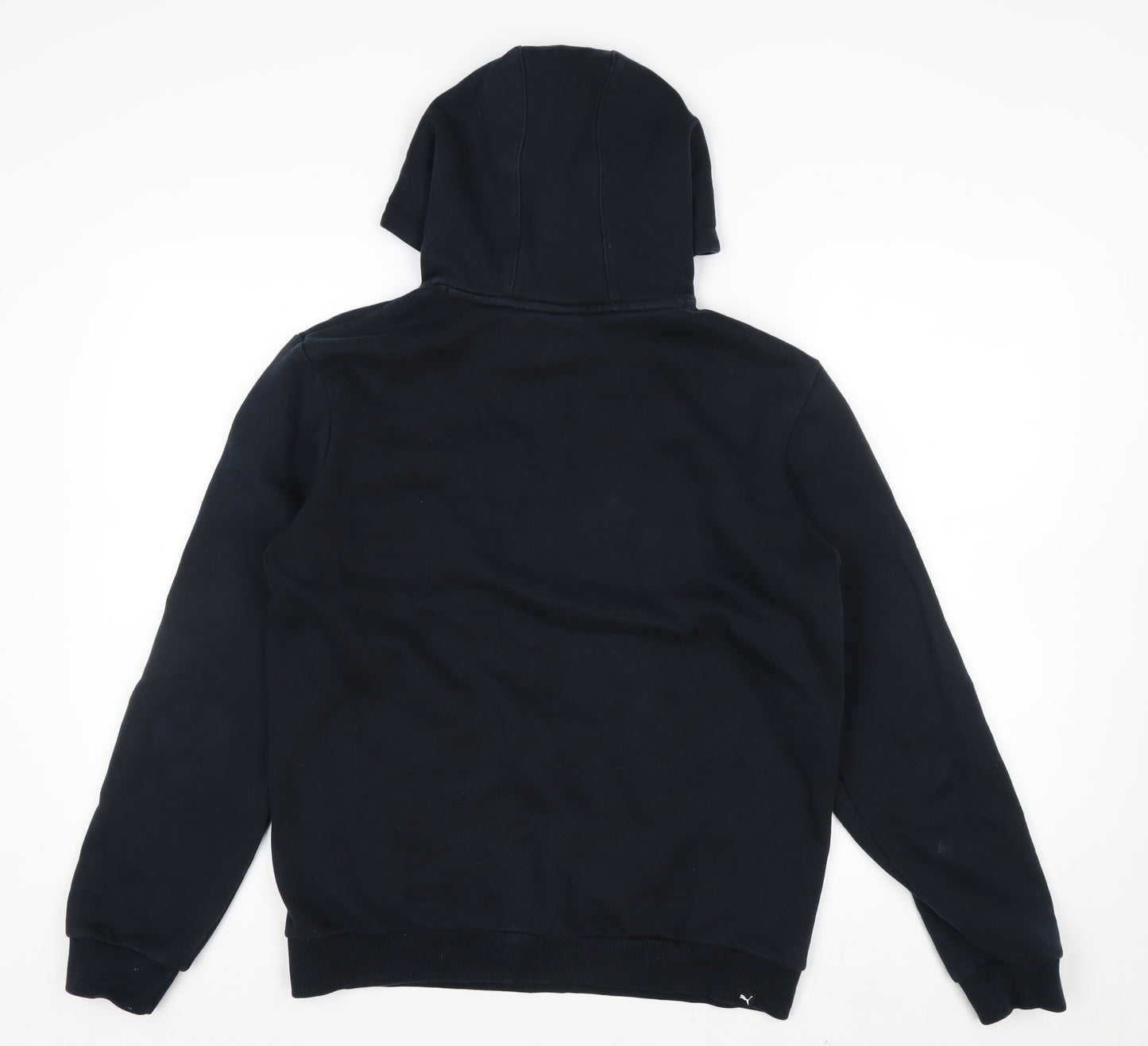 Puma Boys Black Pullover Hoodie 16 Years Cotton Blend Lined Logo Sportswear