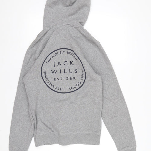 Jack Wills Men’s Grey Full Zip Hoodie XS Logo Fleece Sweatshirt