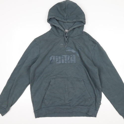 Puma Men's Green Pullover Hoodie M Hooded Logo Sweatshirt