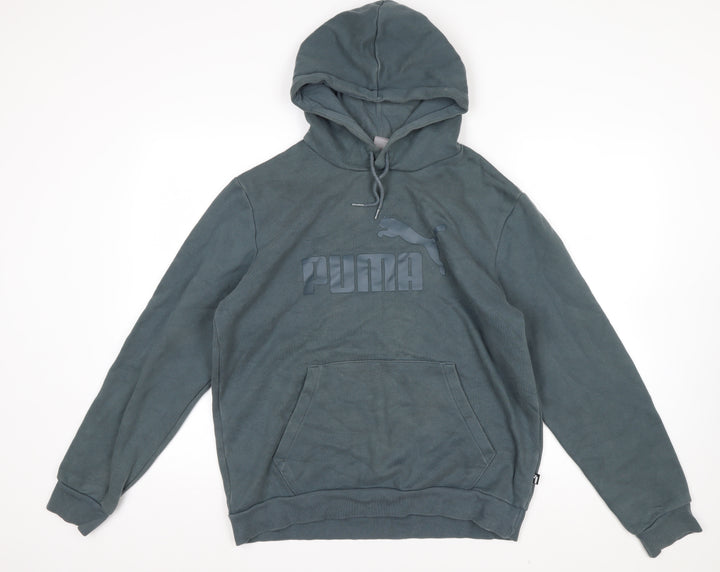 Puma Men's Green Pullover Hoodie M Hooded Logo Sweatshirt