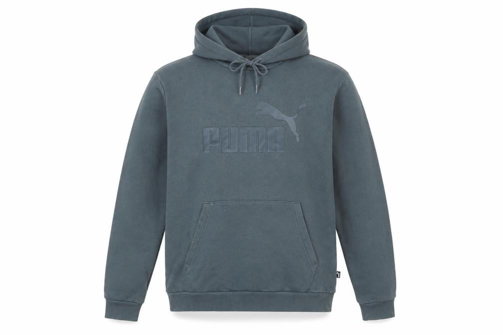 Front view of Puma Men's Green Pullover Hoodie M Hooded Logo Sweatshirt