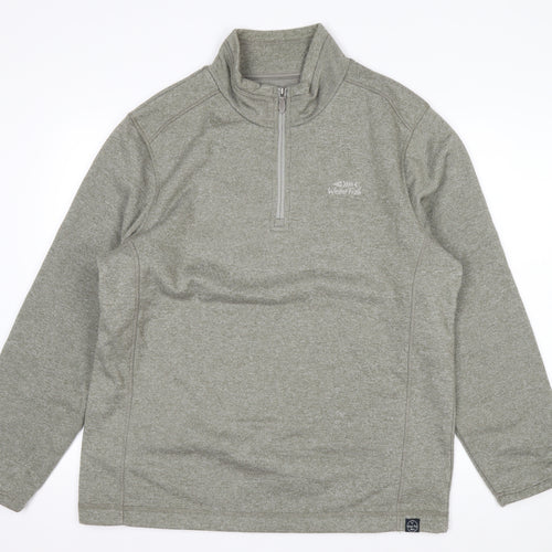 Weird Fish Mens Grey 1/4 Zip Fleece Sweatshirt L Outdoor Pullover