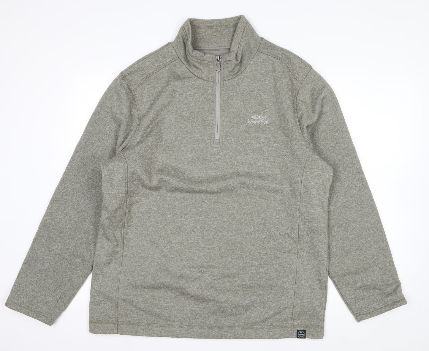 Weird Fish Mens Grey 1/4 Zip Fleece Sweatshirt L Outdoor Pullover