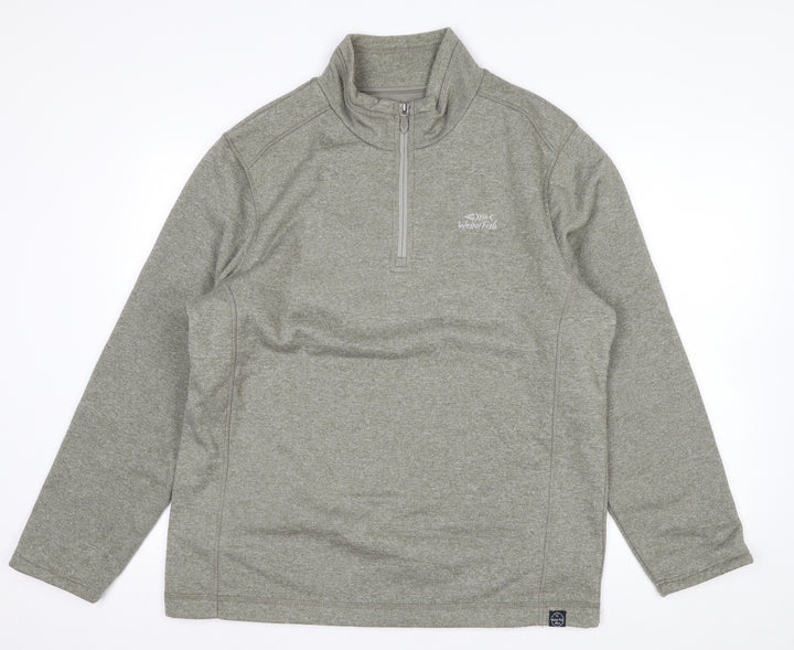 Weird Fish Mens Grey 1/4 Zip Fleece Sweatshirt L Outdoor Pullover