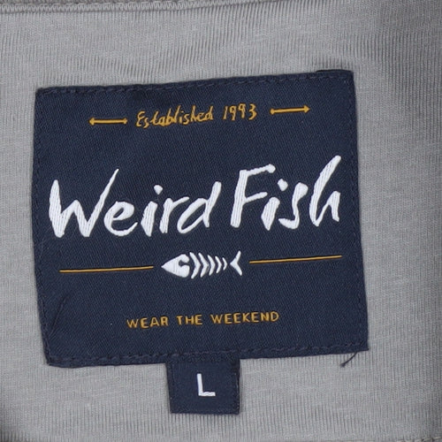 Weird Fish Mens Grey 1/4 Zip Fleece Sweatshirt L Outdoor Pullover