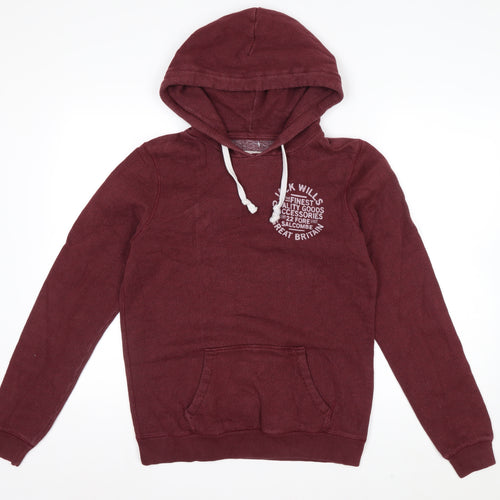 Jack Wills Men's Red Pullover Hoodie Size M Logo Hooded Sweatshirt
