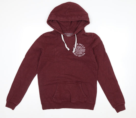Jack Wills Men's Red Pullover Hoodie Size M Logo Hooded Sweatshirt