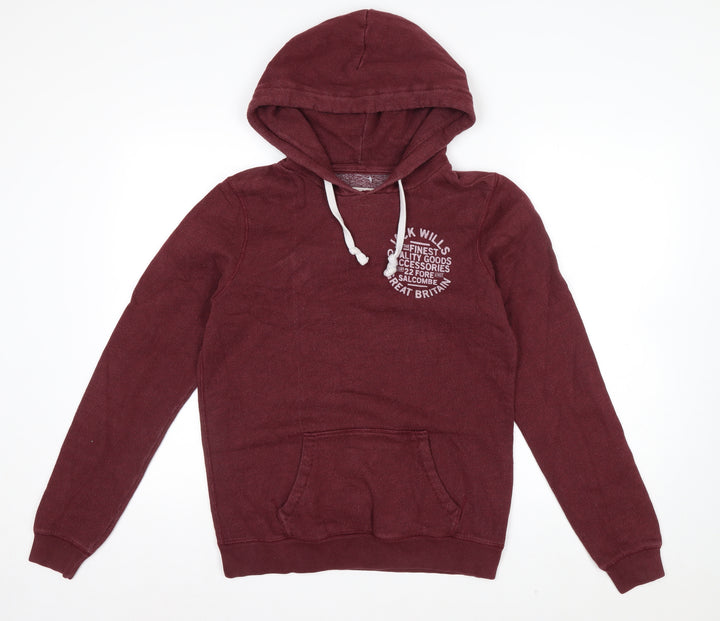Jack Wills Men's Red Pullover Hoodie Size M Logo Hooded Sweatshirt