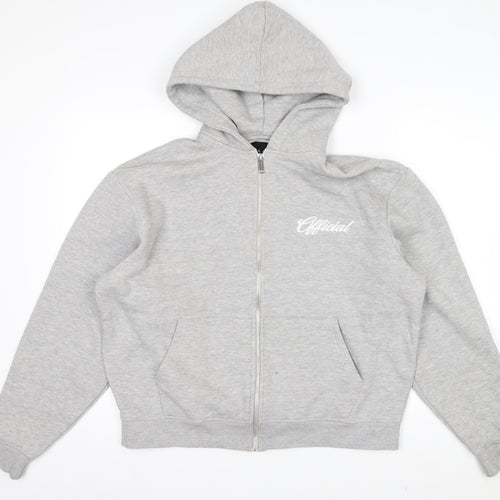 boohooMAN Men's Grey Full Zip Hoodie Size S Regular Fit